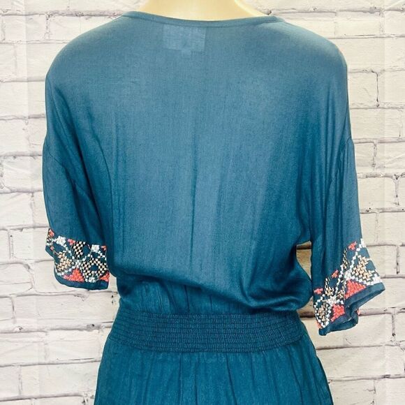 Anthropologie Yoana Baraschi Women's Blue Embroidered Blouson Dress Size Small - Picture 8 of 11